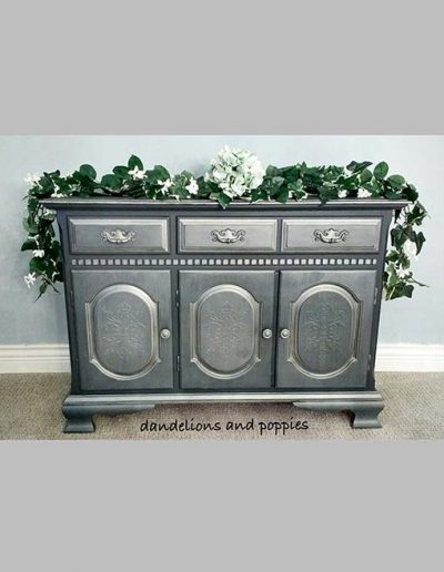 Sideboard - Silver and Grey with raised stencilled doors
