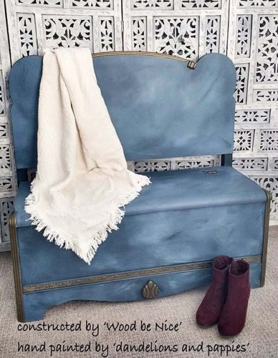 Bench Seat with Storage - Colour wash and antique gold. Donated to fundraiser