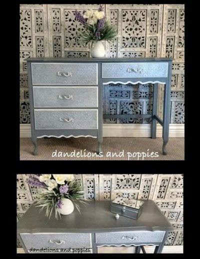 Dresser - Grey and silver with raised stencil