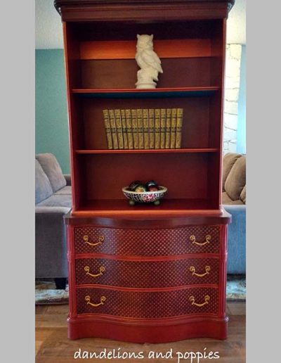 Display case - Copper and brown with raised stencil. Designed for a paint company