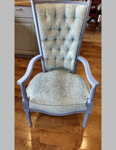arm chair with decorative paint effect