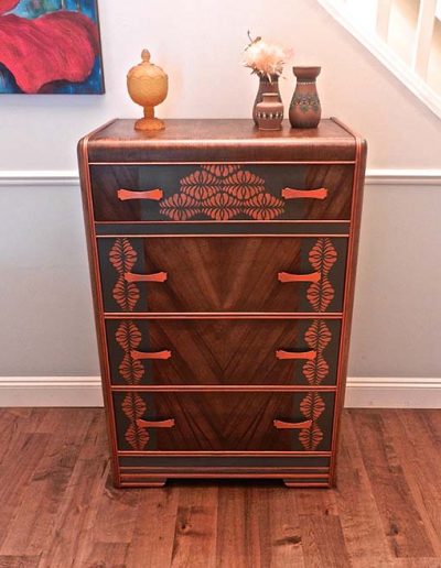 Waterfall dresser - teal and Copper