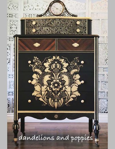 Gentleman's dresser black with gold stencilling