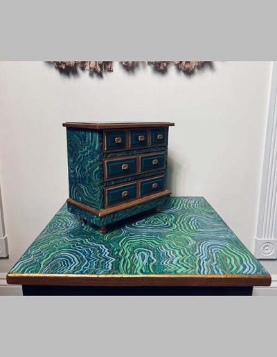 Side Table - malachite paint effect