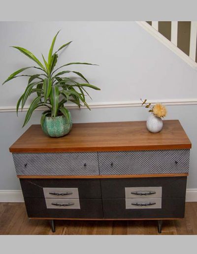 Dresser Black and stain, white stencil effect