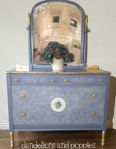 Dressing Table - colour wash with raised stencilling and image transfer of my original art