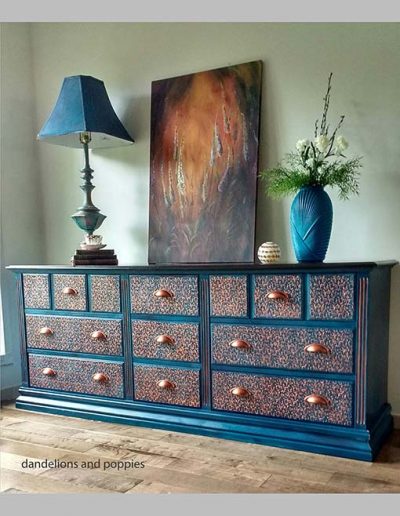 Chest of Drawers - Navy and gold over embossed drawers