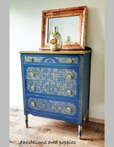 Chest of Drawers - Navy and gold over embossed drawers